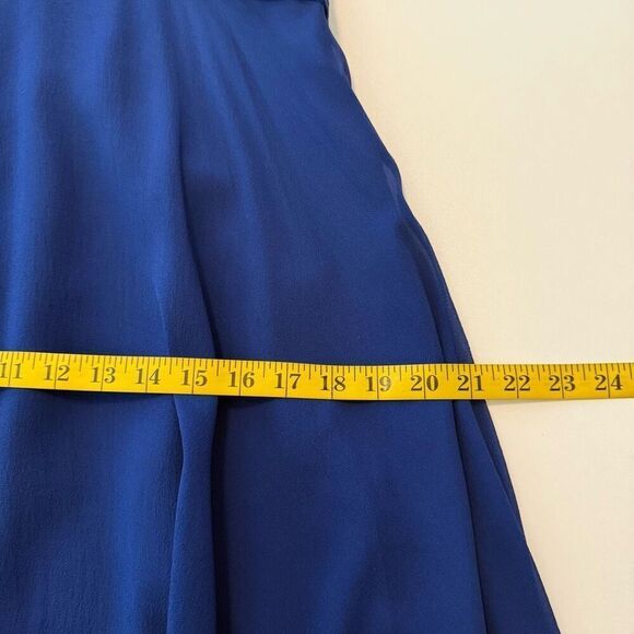 Vtg Y2K Maggy London  Blue Silk Bejeweled Backless Halter Dress Sz 8 - Picture 10 of 11